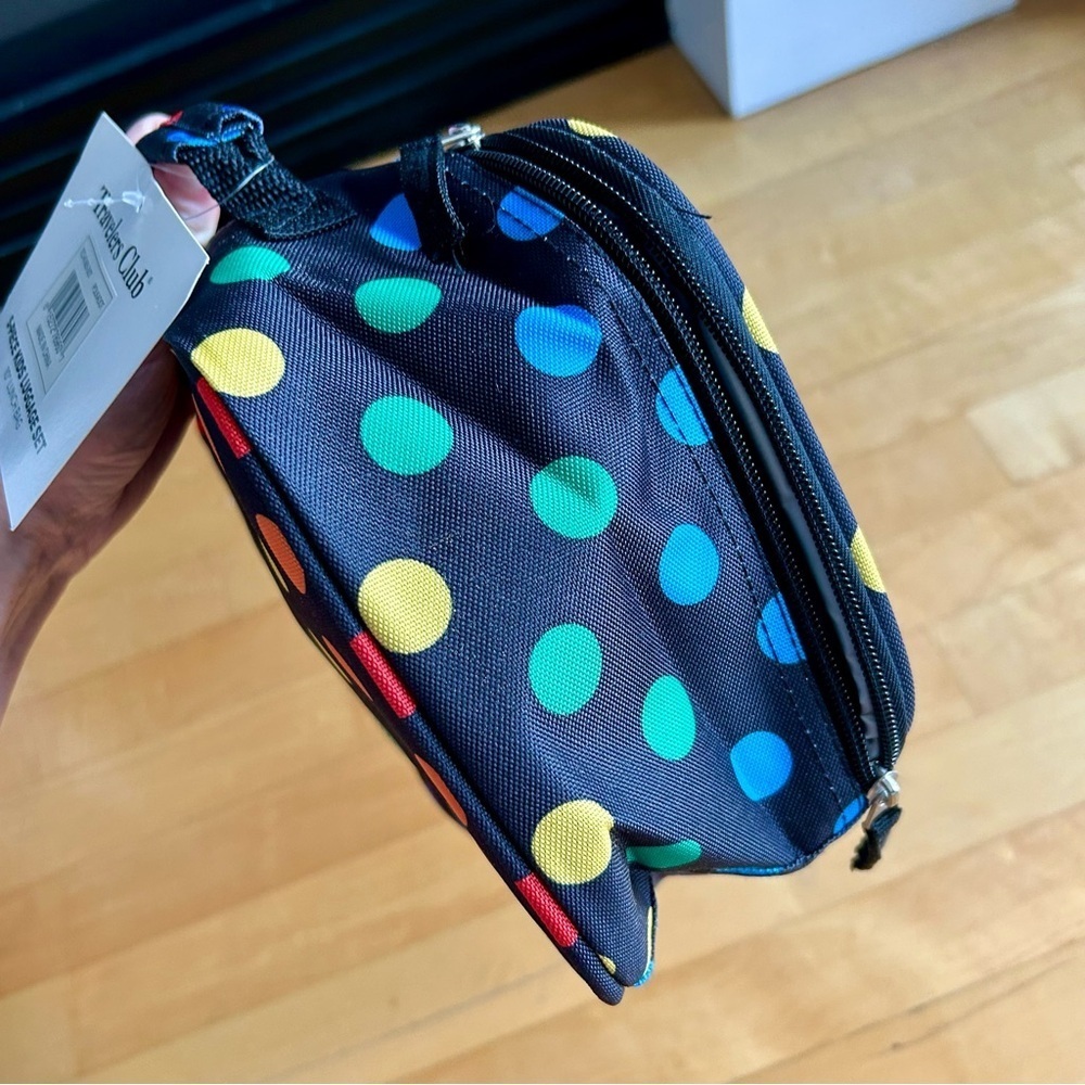 Travelers Club POLKA DOTS Insulated Lunch Cooler Bag, Rainbow, Black, 10 inches - Picture 11 of 17